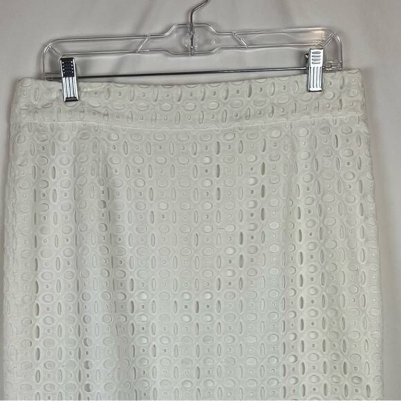 Banana Republic White 100% Cotton Embroidered Lace‎ Cottage Skirt NWOT Size 10 - Picture 2 of 11